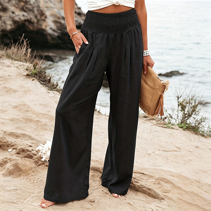 Comfortable Mid-Rise Cotton-Linen Trousers