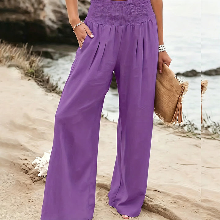 Comfortable Mid-Rise Cotton-Linen Trousers