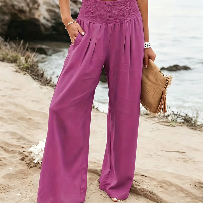Comfortable Mid-Rise Cotton-Linen Trousers