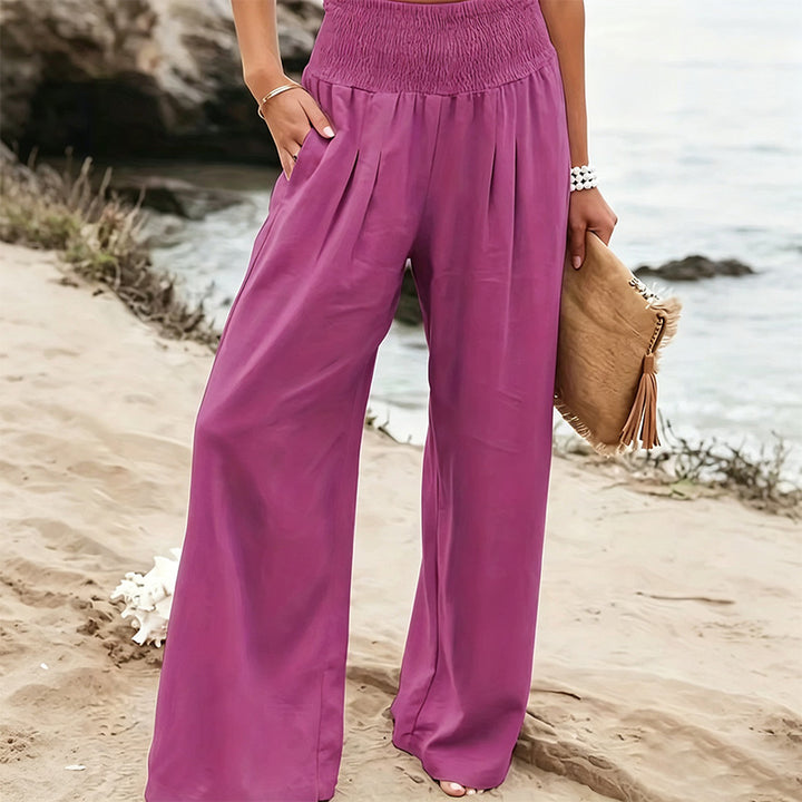 Comfortable Mid-Rise Cotton-Linen Trousers