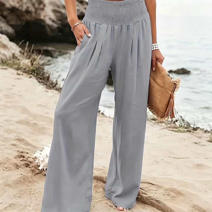 Comfortable Mid-Rise Cotton-Linen Trousers