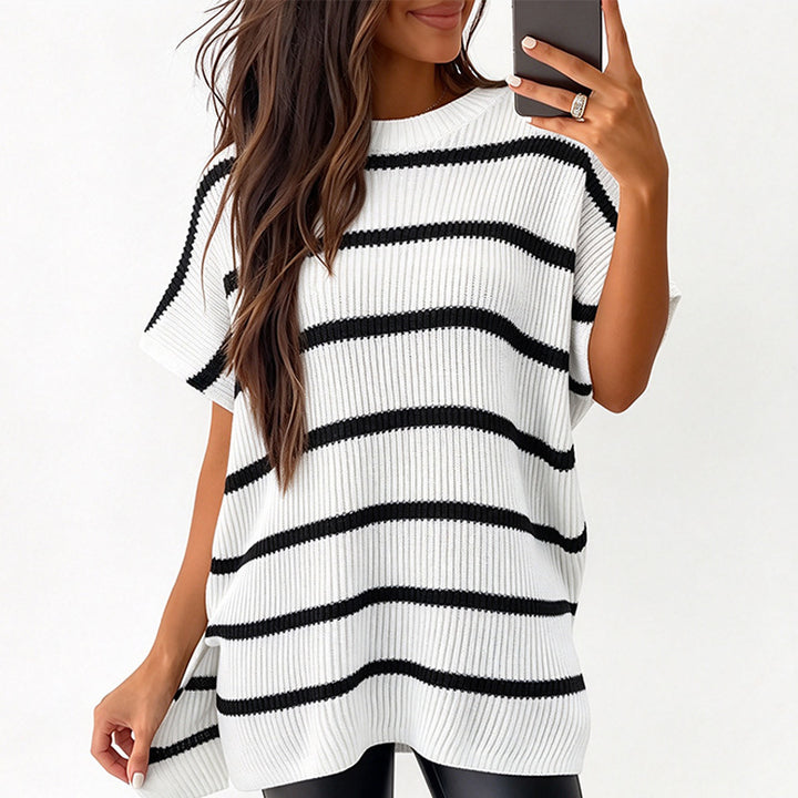 New Summer Solid-Color Loose-Fit Drop-Shoulder Short-Sleeve Top