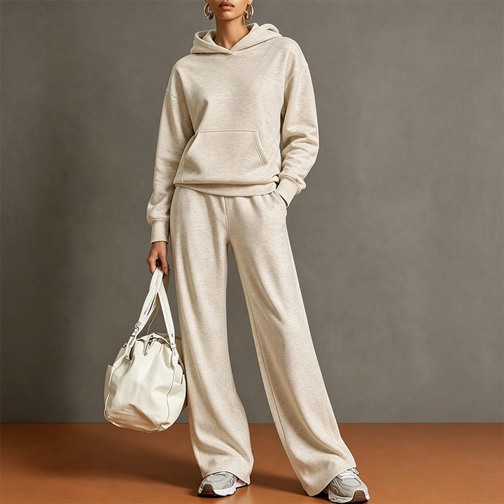 Autumn Two-Piece Set: Hooded Sweatshirt and Wide-Leg Pants