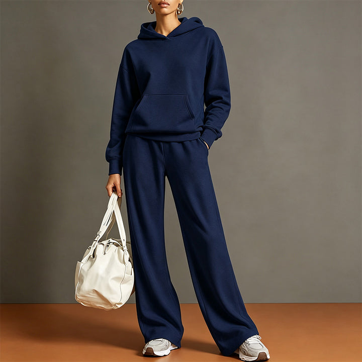 Autumn Two-Piece Set: Hooded Sweatshirt and Wide-Leg Pants