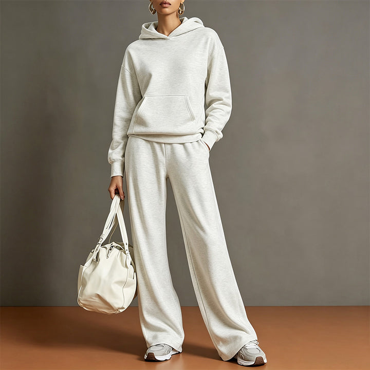 Autumn Two-Piece Set: Hooded Sweatshirt and Wide-Leg Pants