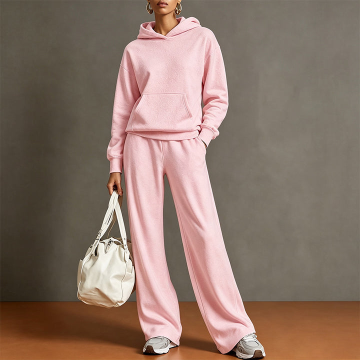 Autumn Two-Piece Set: Hooded Sweatshirt and Wide-Leg Pants