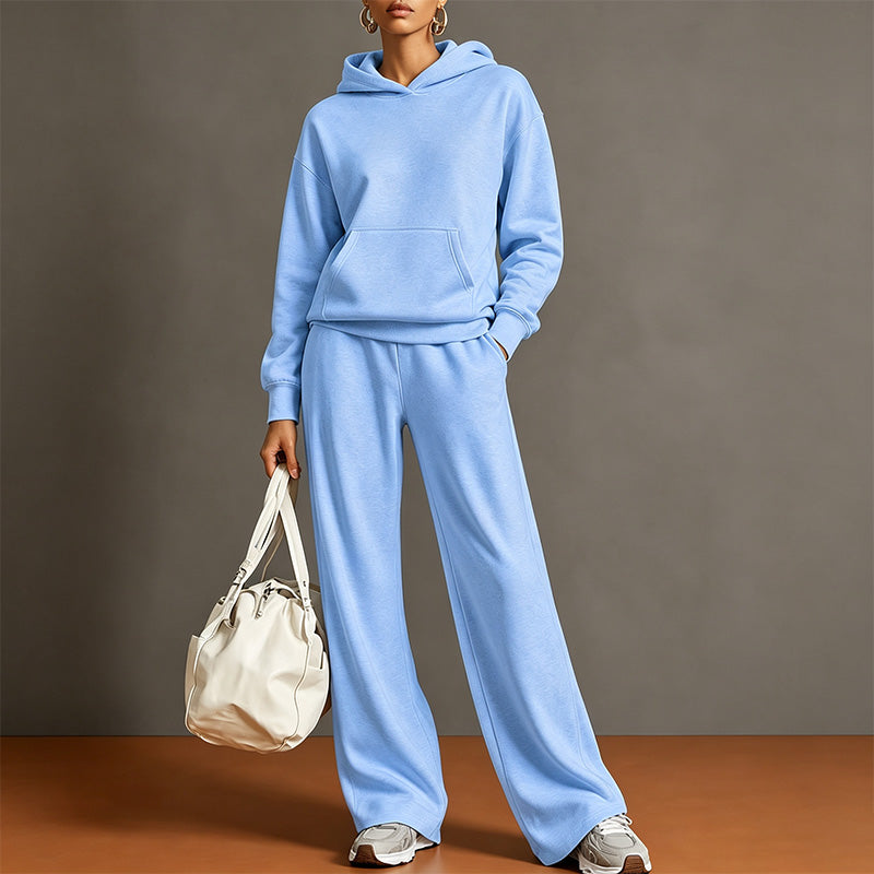 Autumn Two-Piece Set: Hooded Sweatshirt and Wide-Leg Pants