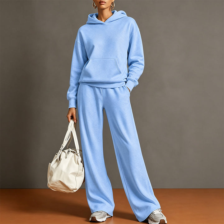 Autumn Two-Piece Set: Hooded Sweatshirt and Wide-Leg Pants