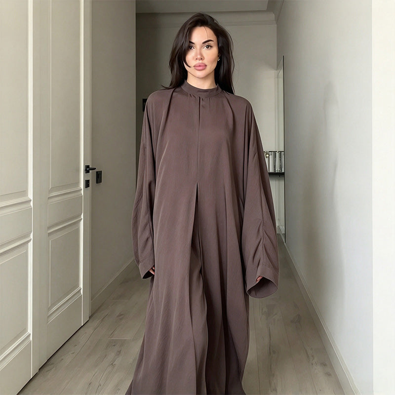 New Summer Set: Elegant Solid-Color Long Top and Casual Trousers