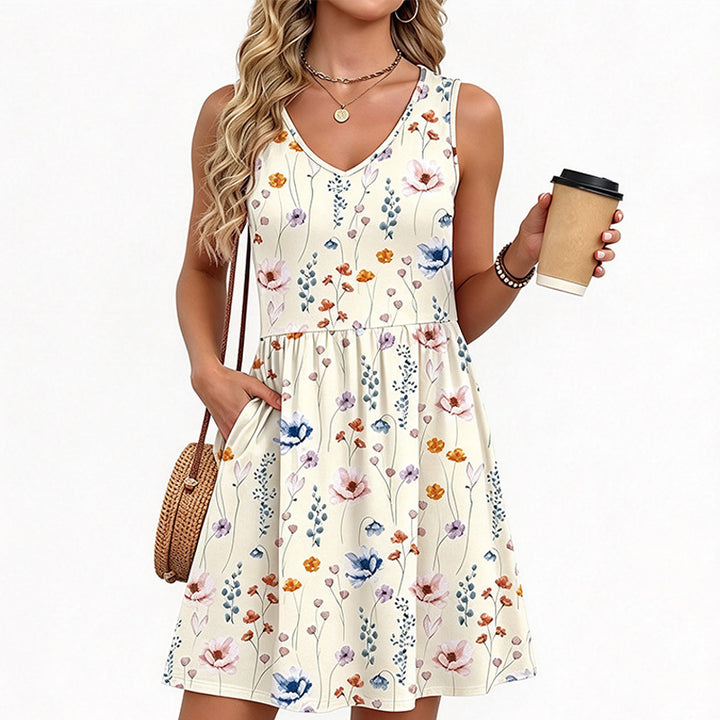 Summer Printed Camisole Dress (with Pockets)