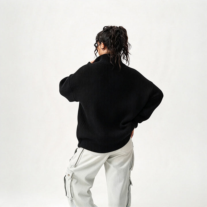 Premium Solid-Color Loose-Fit Half-Zip Sweater (Unisex)