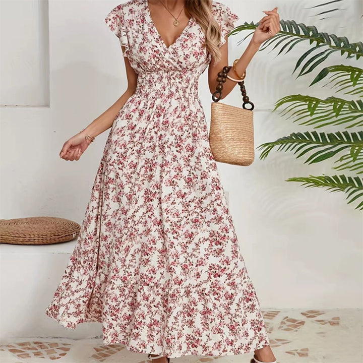 New Summer Stylish Floral Dress with a Full Skirt