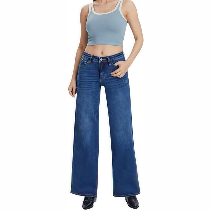 New Slim-Fit Stretch Wide-Leg Jeans (Mid-Rise, Butt-Lifting)
