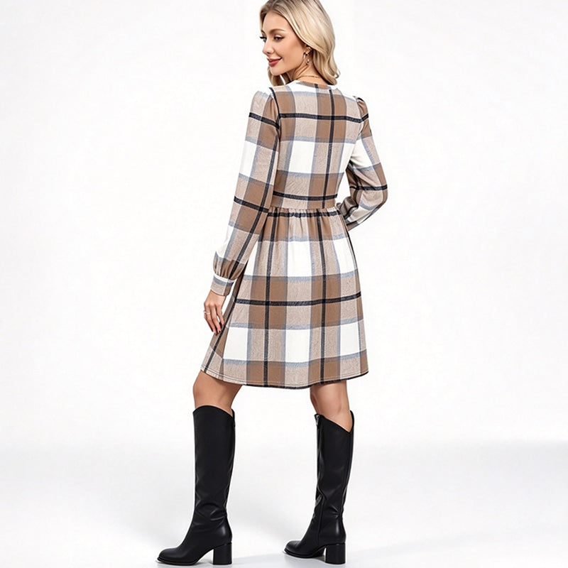 New mid-length, long-sleeved pleated dress