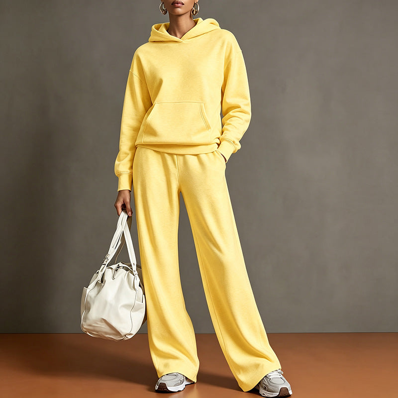 Autumn Two-Piece Set: Hooded Sweatshirt and Wide-Leg Pants