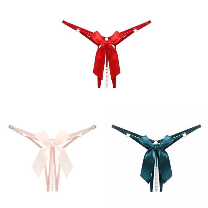 Beaded Tease Open Crotch Thong(Buy 1, get 2 free)