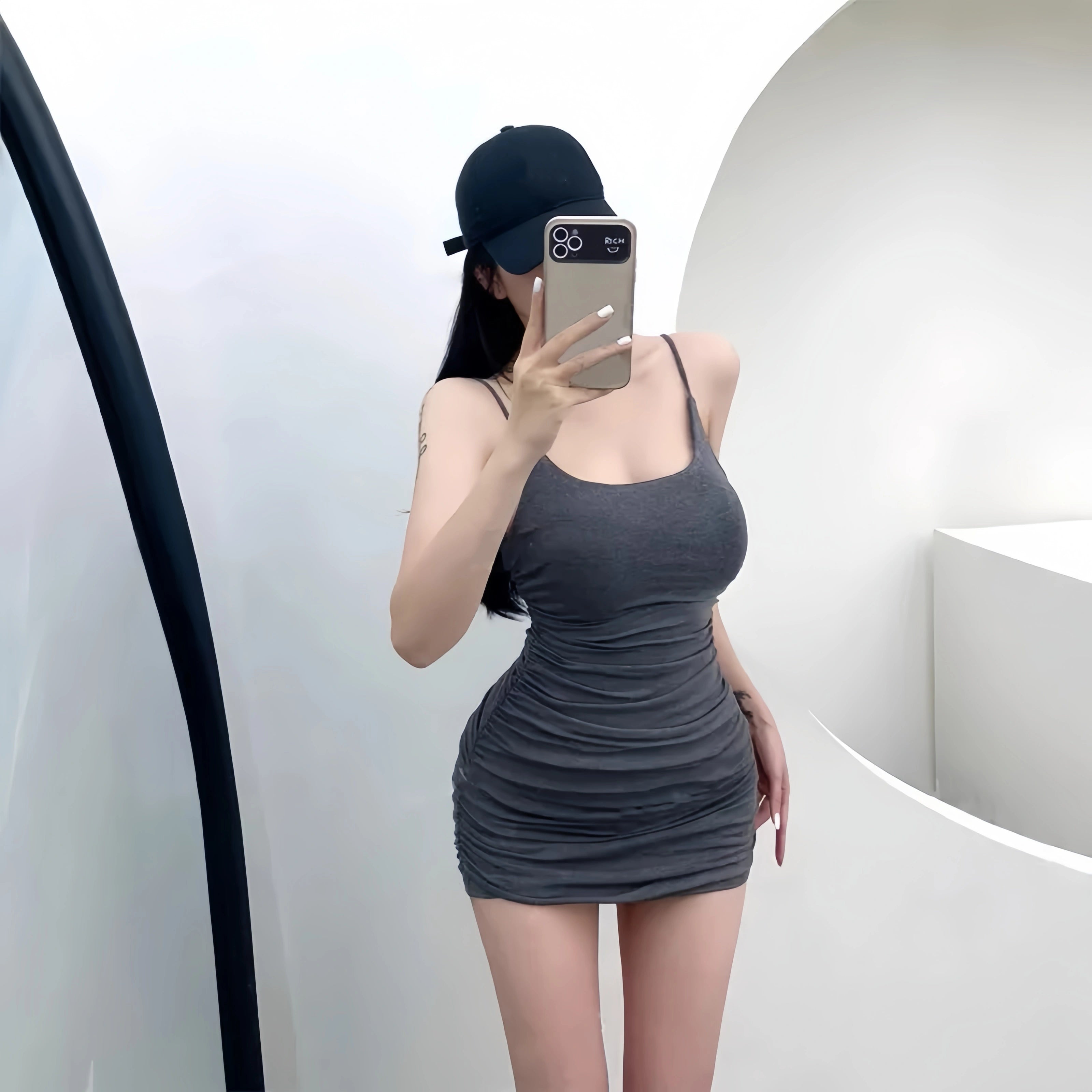 Sleeveless Slim-Fit Spaghetti-Strap Dress