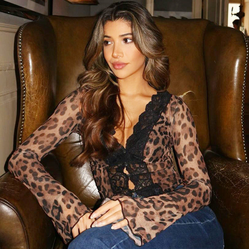 Sheer Lace V Neck Cardigan