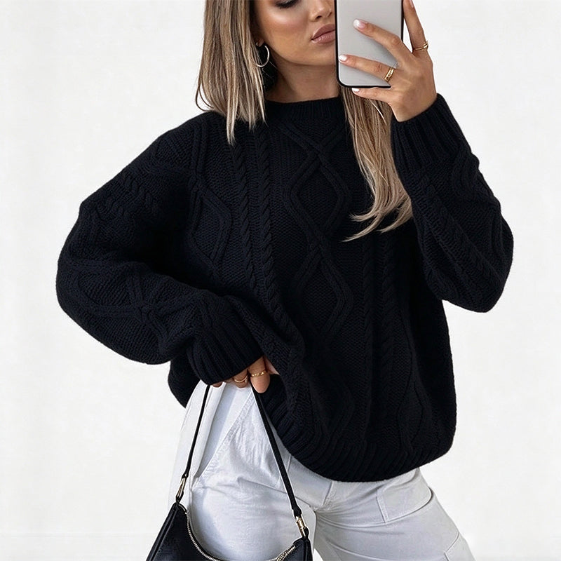 New Autumn/Winter Solid-Color Loose-Fit Knit Top