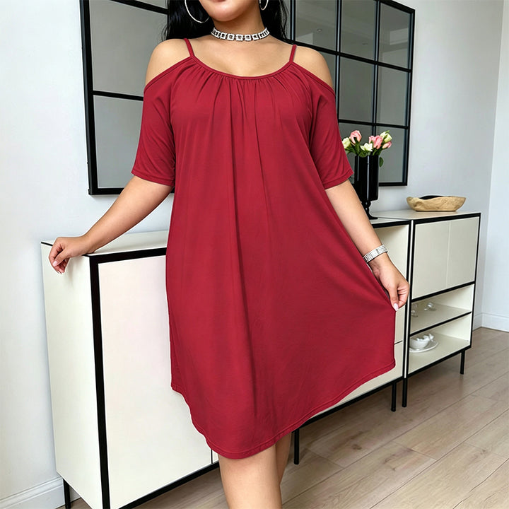 Solid-color short-sleeve slip-on nightgown