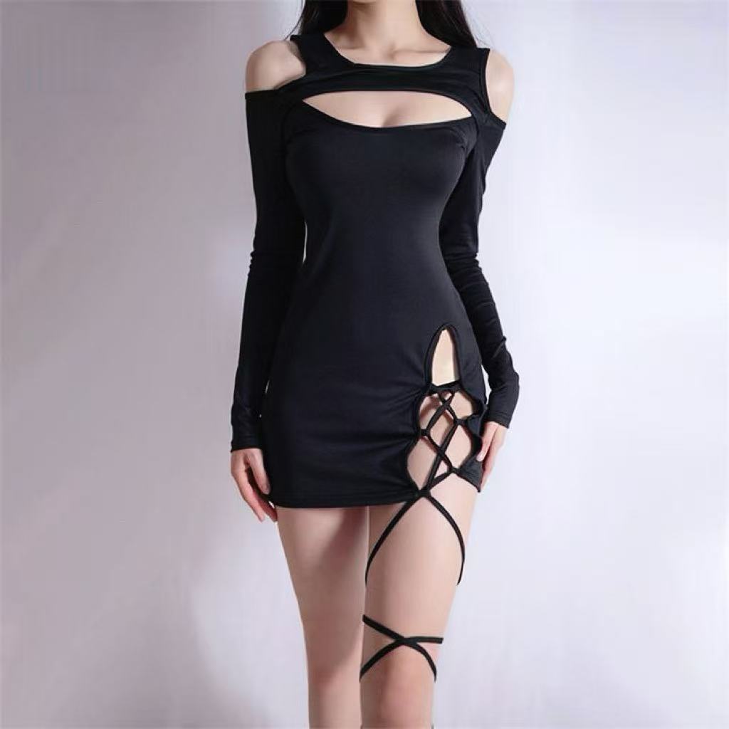 Lace-up sexy secretary nightgown set