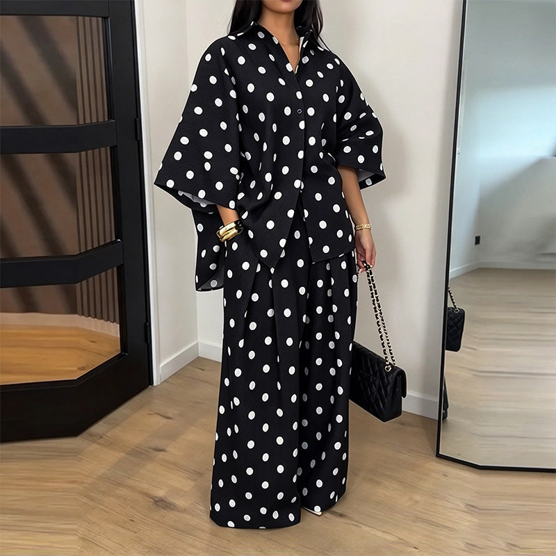Stylish shirt and wide-leg trousers set