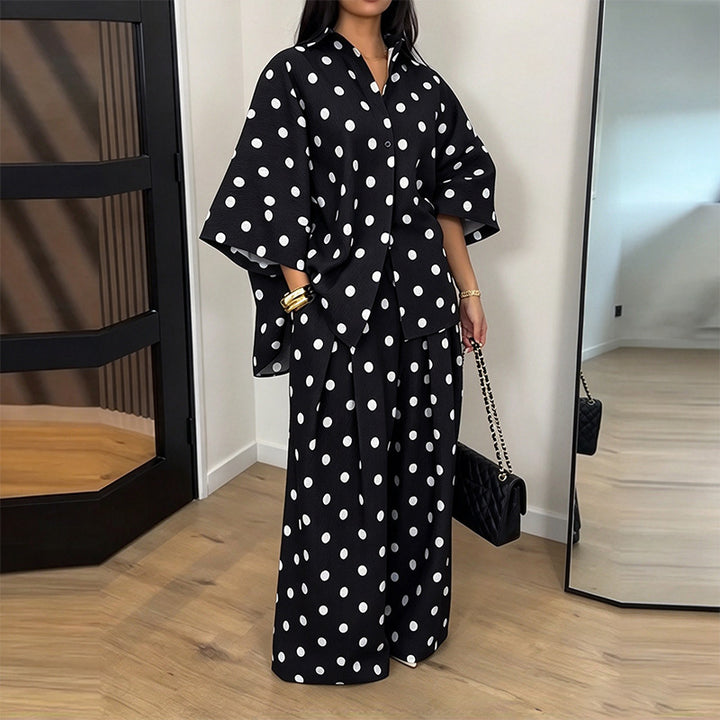 Stylish shirt and wide-leg trousers set