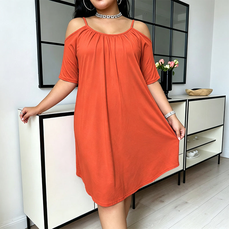Solid-color short-sleeve slip-on nightgown