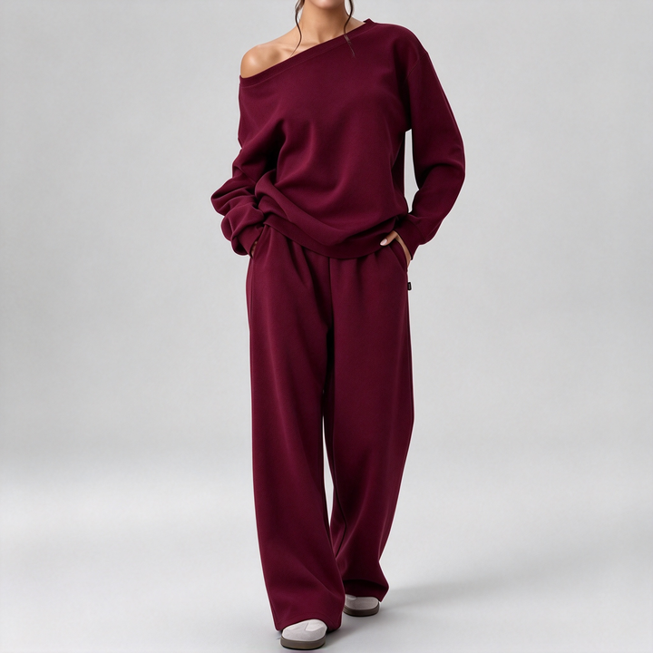 New Asymmetrical Off-Shoulder Casual Set for Autumn/Winter