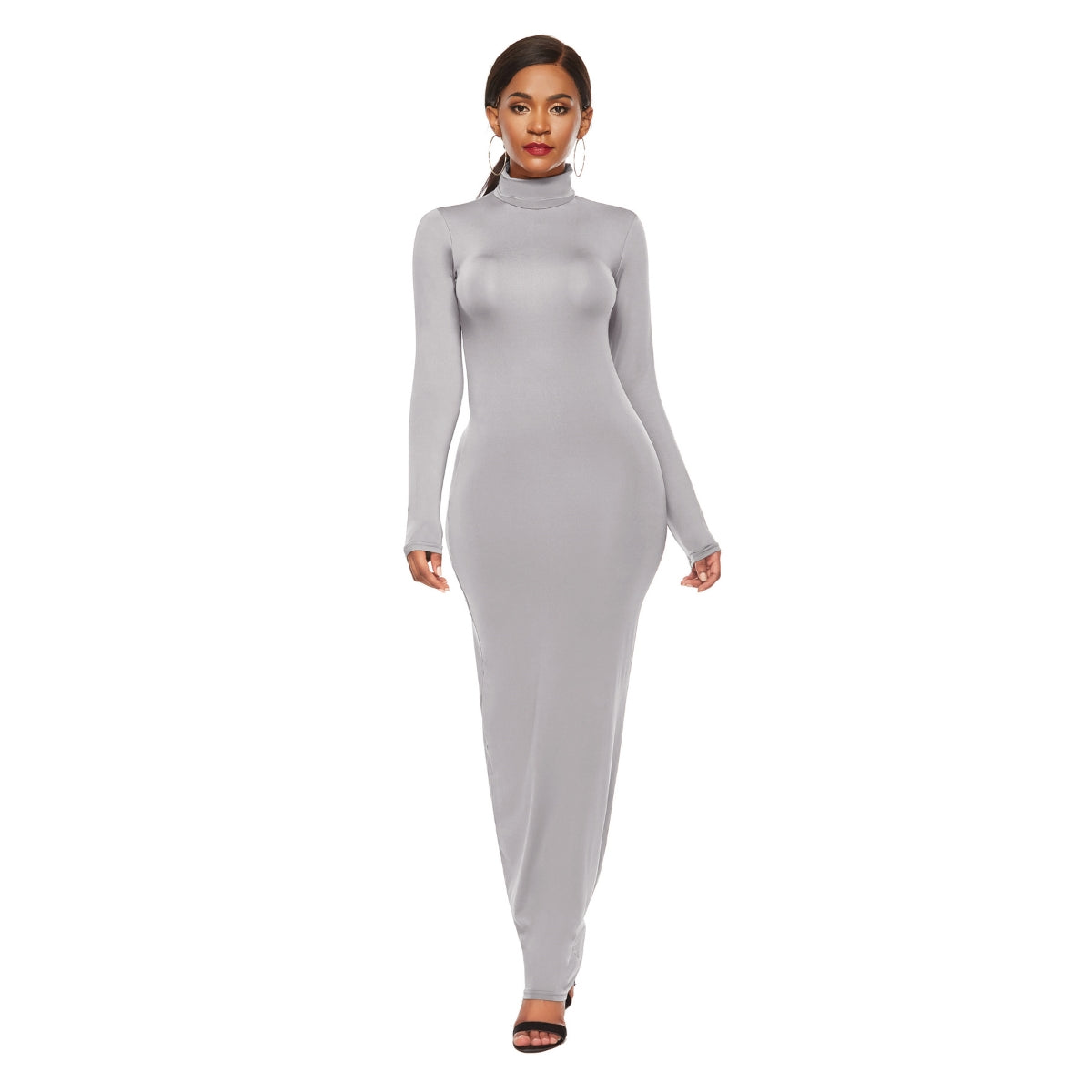 Tight Fit Long Sleeve Maxi Dress