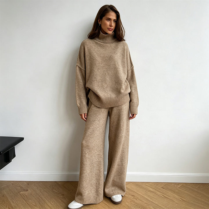 New casual high-neck sweater and trousers set