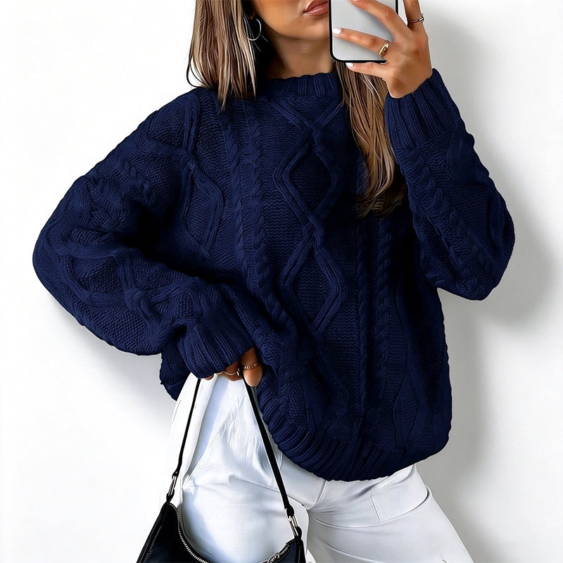 New Autumn/Winter Solid-Color Loose-Fit Knit Top