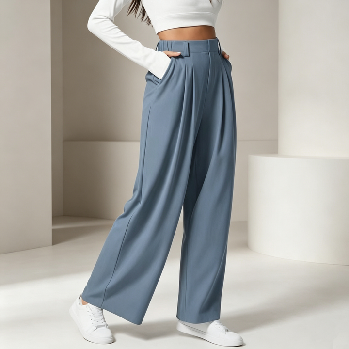High-waisted, versatile, loose-fitting casual trousers
