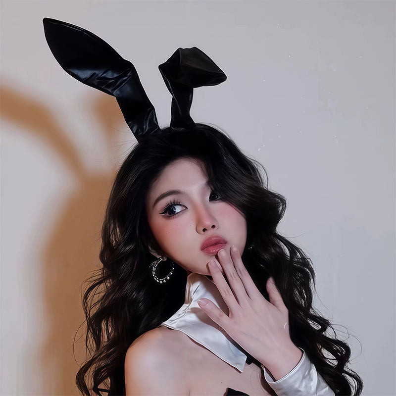 Cute Faux Leather Bunny Ear Headband