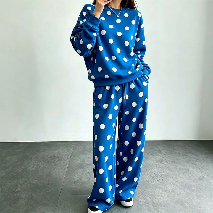 Retro-style loose sweatshirt set