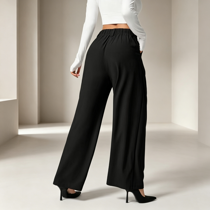 High-waisted, versatile, loose-fitting casual trousers