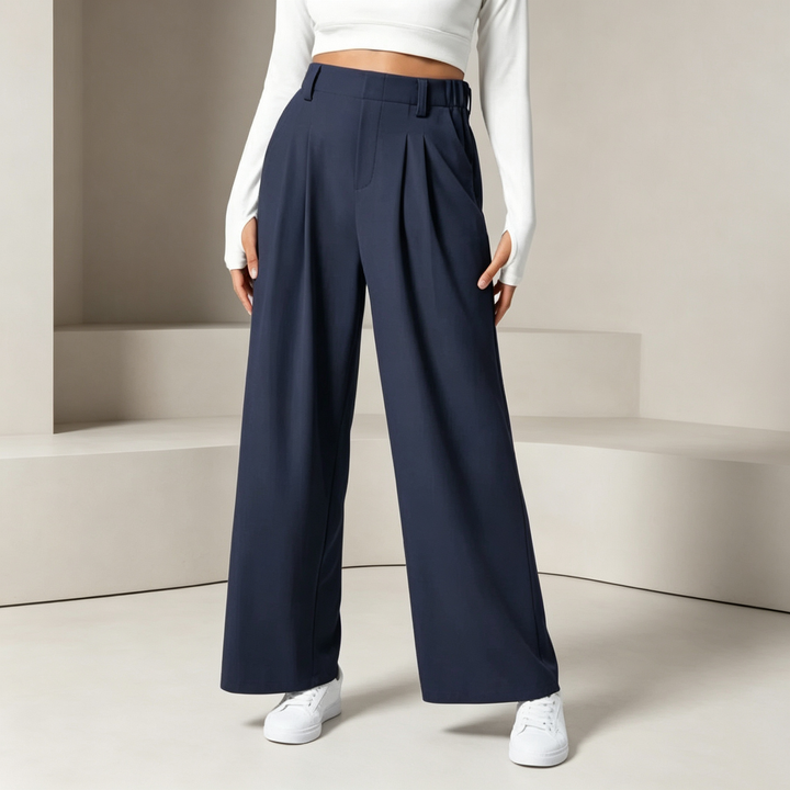 High-waisted, versatile, loose-fitting casual trousers