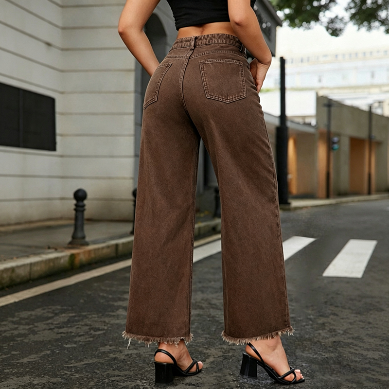 Low-stretch straight-leg raw-hem cropped jeans