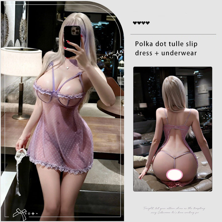 Sexy purple camisole nightgown set