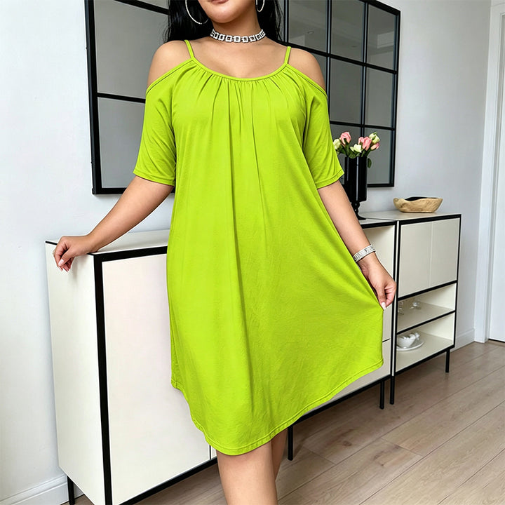Solid-color short-sleeve slip-on nightgown