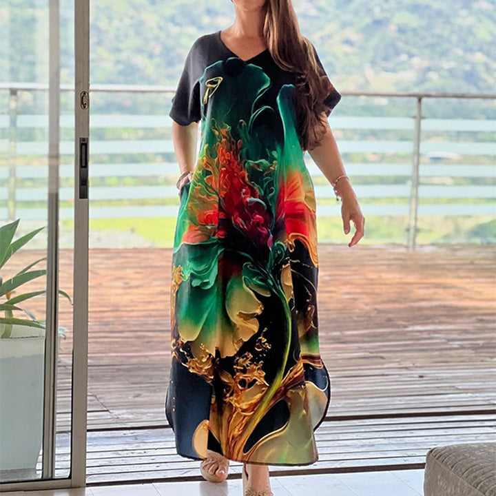New loose-fit, plus-size printed dress