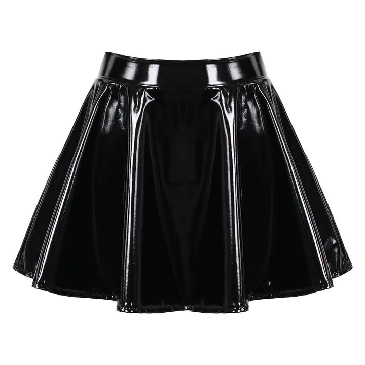 Pleated Faux Leather Mini Skirt