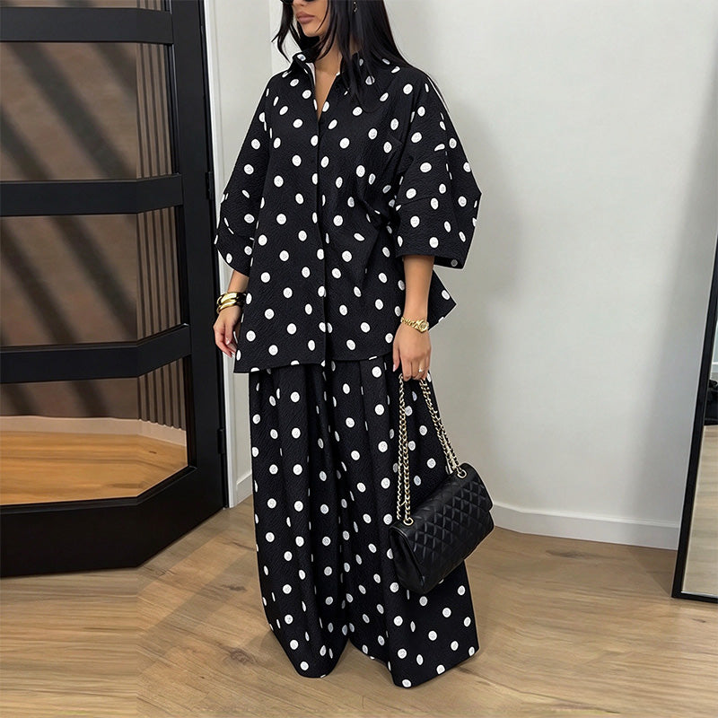 Stylish shirt and wide-leg trousers set