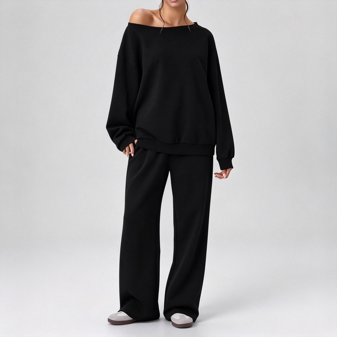 New Asymmetrical Off-Shoulder Casual Set for Autumn/Winter