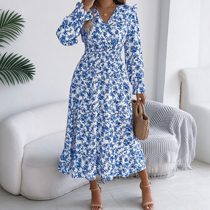 New floral V-neck maxi dress