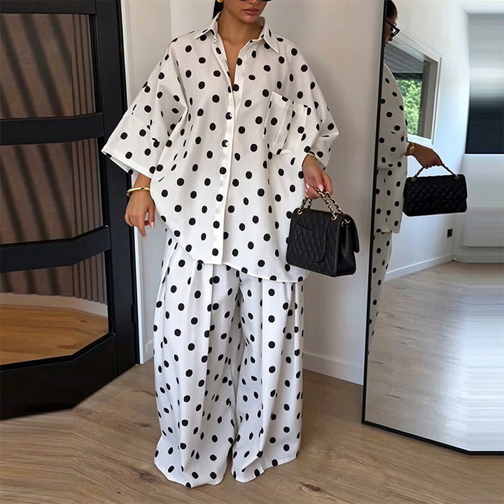 Stylish shirt and wide-leg trousers set