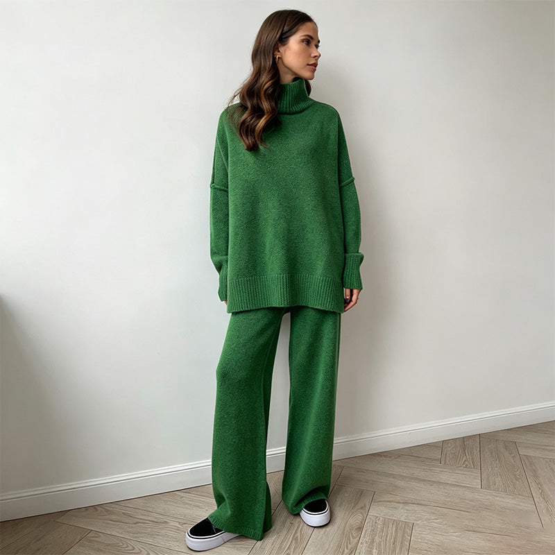 New casual high-neck sweater and trousers set