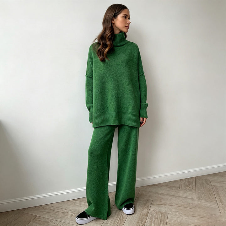 New casual high-neck sweater and trousers set
