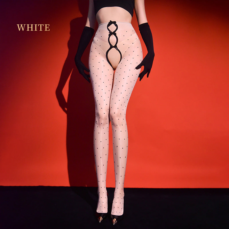 5D Aurora Polka-Dot Open-Crotch Pantyhose
