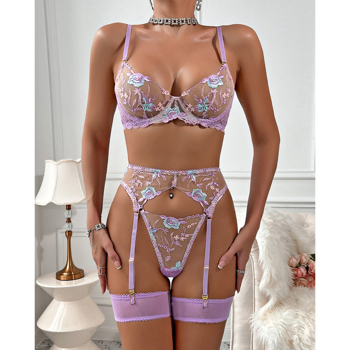 Embroidered Lace Lingerie Set